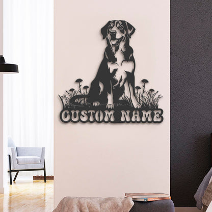 Custom Greater Swiss Mountain Metal Wall Art LED Light Personalized Dog Lover Name Sign Home Decor Pet Animal Kid Nursery Decoration Xmas
