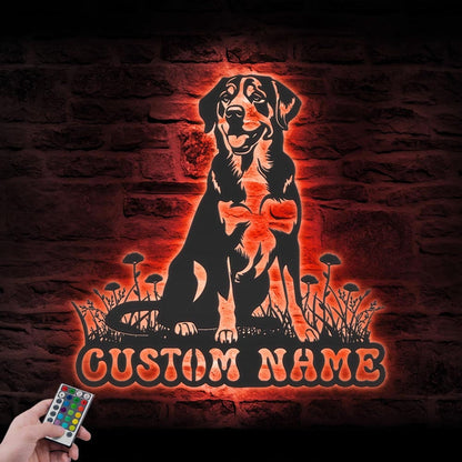 Custom Greater Swiss Mountain Metal Wall Art LED Light Personalized Dog Lover Name Sign Home Decor Pet Animal Kid Nursery Decoration Xmas